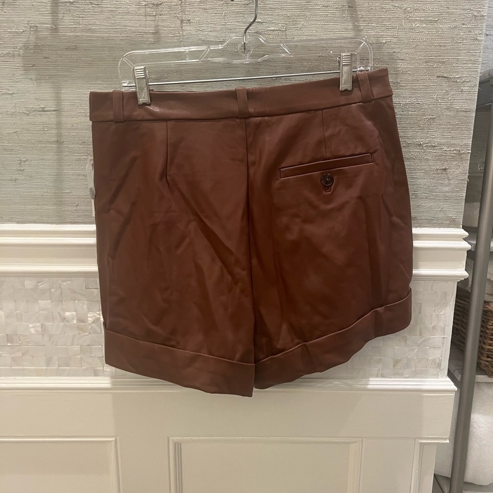 NWT new 12 Anthropologie Maeve faux leather cuffed shorts chocolate brown - Picture 8 of 15